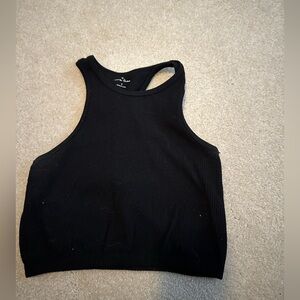 Black cropped muscle tank top ribbed